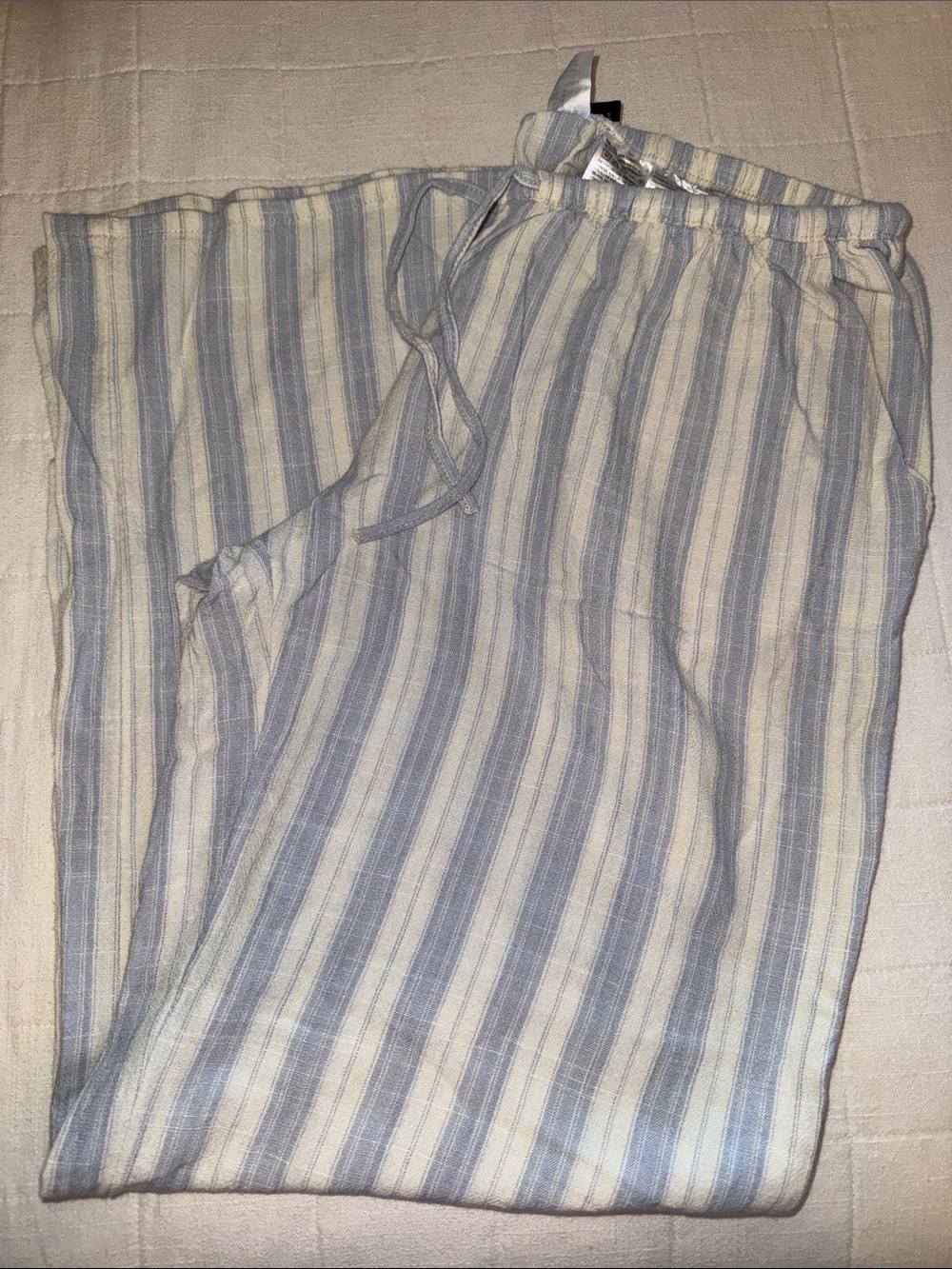 H&M Light Blue and Cream Striped Pants